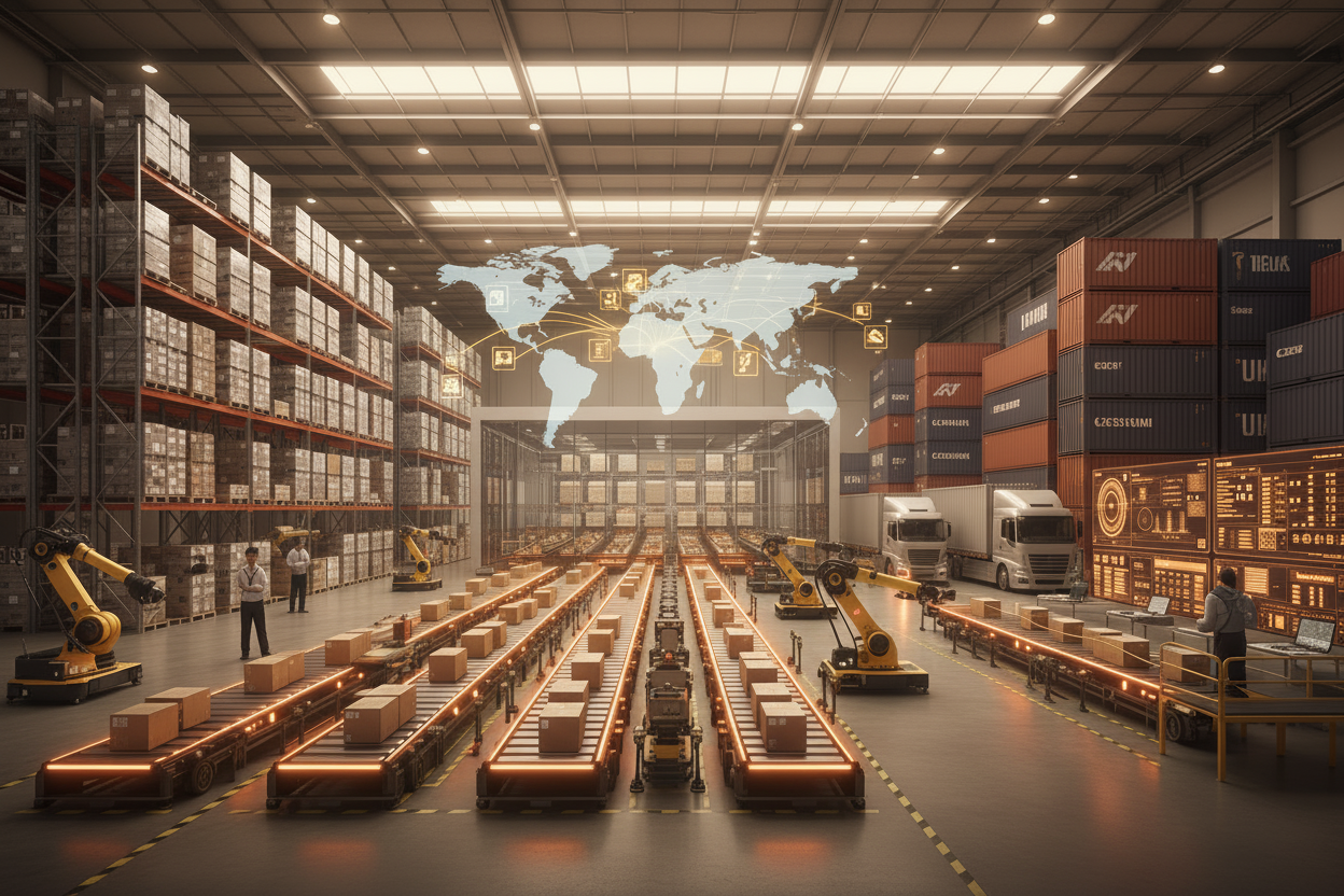 Banner logística tonos marrones